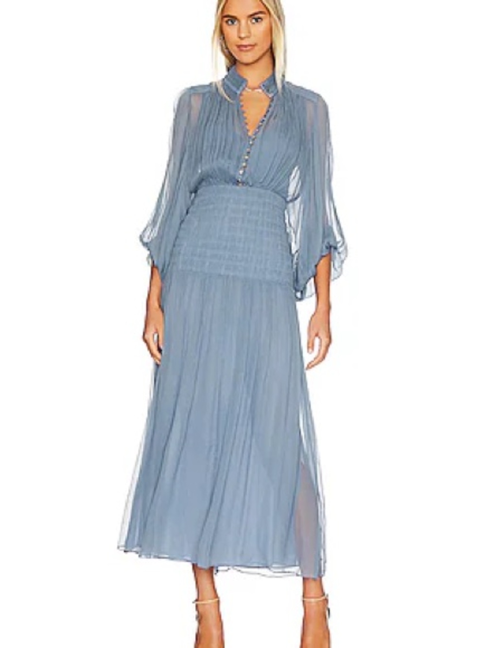 Shona Joy Dusty Blue Pleated Midi Dress